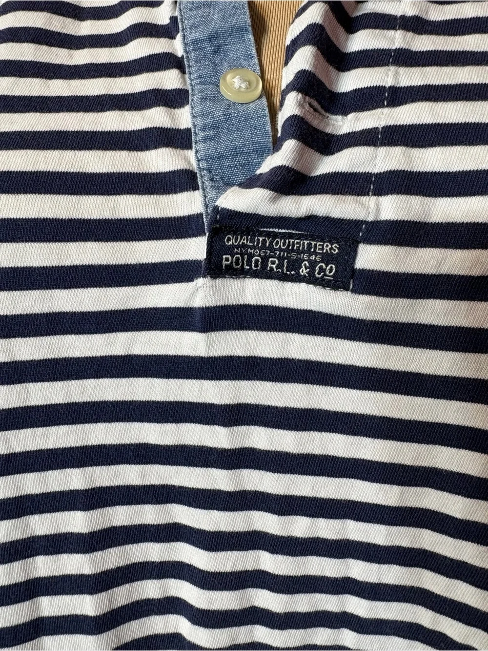 Polo by Ralph Lauren Navy & White Striped Short-Sleeve Henley